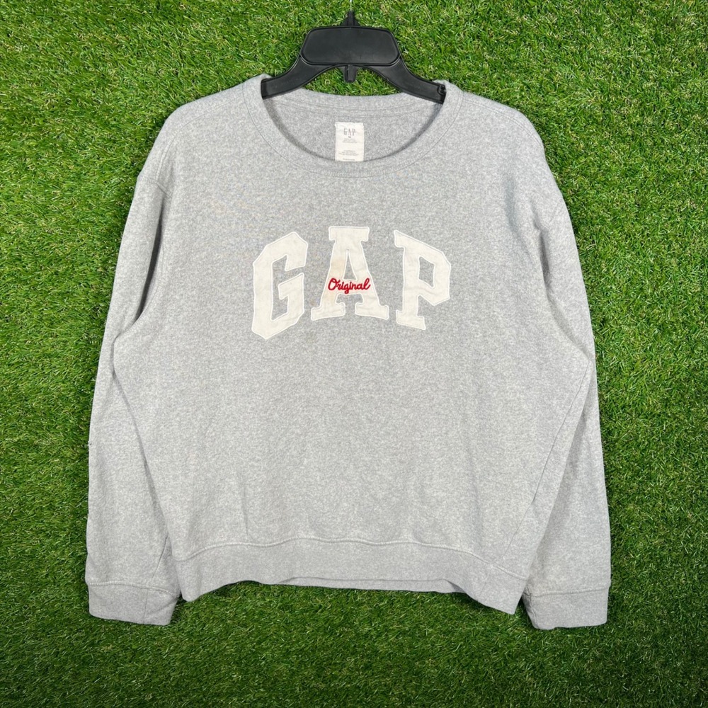 Gap Original Spellout Crewneck Sweatshirt Mens Medium Gray Pullover